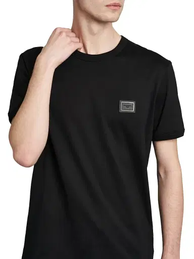 Dolce & Gabbana Men's Logo Patch Cotton T-Shirt - Nero | Thumbnail 6 Dolce & Gabbana Men's Logo Patch Cotton T-Shirt - Nero | Thumbnail 6