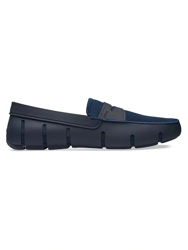 Men's Mesh & Rubber Penny Loafers - Navy Men's Mesh & Rubber Penny Loafers - Navy