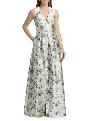 SACHIN & BABI Women's Brooklynne Floral Satin A-Line Gown - Champagne Magnolia | Thumbnail 2 SACHIN & BABI Women's Brooklynne Floral Satin A-Line Gown - Champagne Magnolia | Thumbnail 2