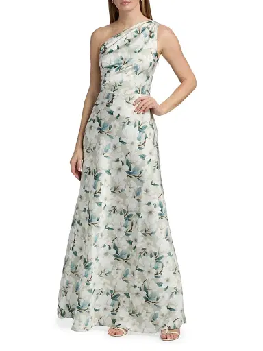 SACHIN & BABI Women's Delphine Floral One-Shoulder Trumpet Gown - Champagne Magnolia | Thumbnail 2 SACHIN & BABI Women's Delphine Floral One-Shoulder Trumpet Gown - Champagne Magnolia | Thumbnail 2
