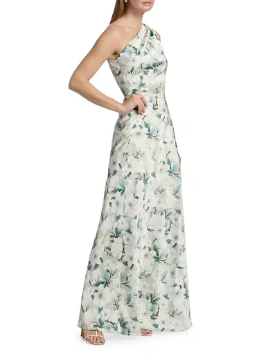 SACHIN & BABI Women's Delphine Floral One-Shoulder Trumpet Gown - Champagne Magnolia | Thumbnail 4 SACHIN & BABI Women's Delphine Floral One-Shoulder Trumpet Gown - Champagne Magnolia | Thumbnail 4