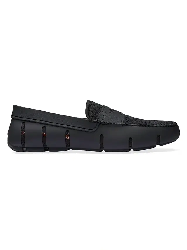 Men's Mesh & Rubber Penny Loafers - Black Men's Mesh & Rubber Penny Loafers - Black