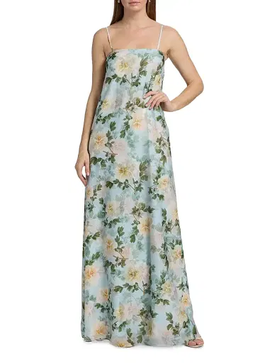 SACHIN & BABI Women's Shelby Floral Chiffon Slip Gown - Cloud Blue Peony - Size Large | Thumbnail 2 SACHIN & BABI Women's Shelby Floral Chiffon Slip Gown - Cloud Blue Peony - Size Large | Thumbnail 2