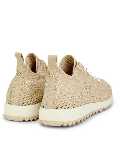 Jimmy Choo Women's Veles Crochet Knit Pearl Embellished Low-Top Sneakers - Light Soft Gold | Thumbnail 3 Jimmy Choo Women's Veles Crochet Knit Pearl Embellished Low-Top Sneakers - Light Soft Gold | Thumbnail 3