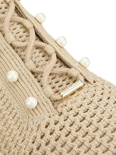 Jimmy Choo Women's Veles Crochet Knit Pearl Embellished Low-Top Sneakers - Light Soft Gold | Thumbnail 6 Jimmy Choo Women's Veles Crochet Knit Pearl Embellished Low-Top Sneakers - Light Soft Gold | Thumbnail 6