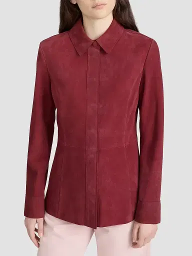 Frame Women's The Suede Button-Front Shirt - Garnet - Size Large | Thumbnail 3 Frame Women's The Suede Button-Front Shirt - Garnet - Size Large | Thumbnail 3