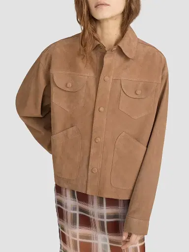 Frame Women's The Suede Utility Jacket - Chai | Thumbnail 4 Frame Women's The Suede Utility Jacket - Chai | Thumbnail 4