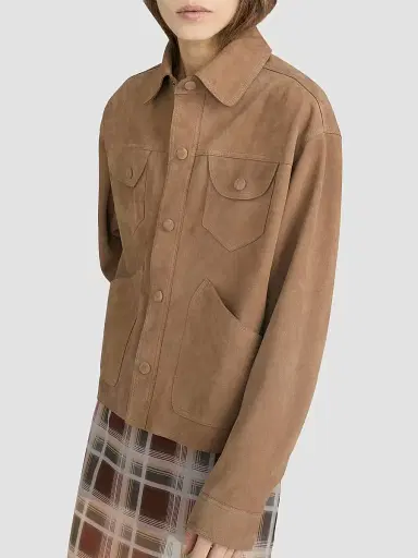 Frame Women's The Suede Utility Jacket - Chai | Thumbnail 6 Frame Women's The Suede Utility Jacket - Chai | Thumbnail 6