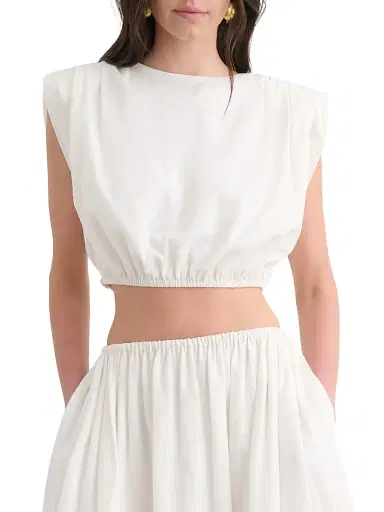 Toccin Women's Sirelle Linen-Cotton Crop Top - Coconut - Size XL | Thumbnail 3 Toccin Women's Sirelle Linen-Cotton Crop Top - Coconut - Size XL | Thumbnail 3