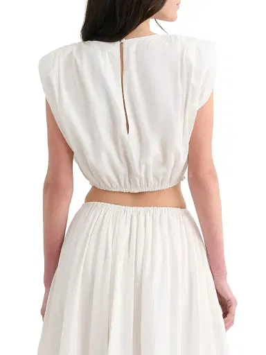 Toccin Women's Sirelle Linen-Cotton Crop Top - Coconut - Size XL | Thumbnail 5 Toccin Women's Sirelle Linen-Cotton Crop Top - Coconut - Size XL | Thumbnail 5