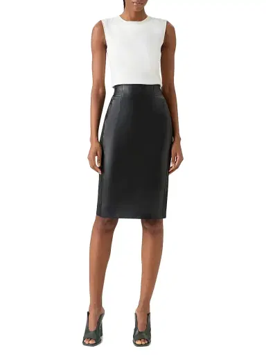 Akris Women's Leather Pencil Skirt - Black | Thumbnail 2 Akris Women's Leather Pencil Skirt - Black | Thumbnail 2
