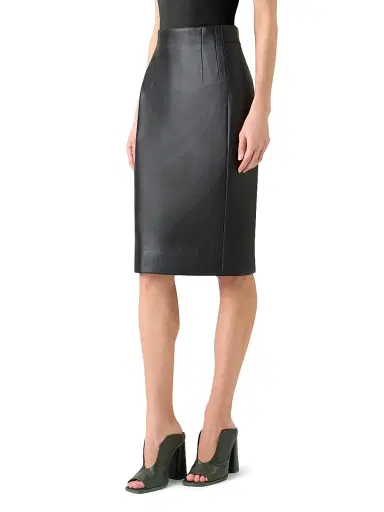 Akris Women's Leather Pencil Skirt - Black | Thumbnail 4 Akris Women's Leather Pencil Skirt - Black | Thumbnail 4