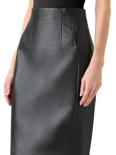 Akris Women's Leather Pencil Skirt - Black | Thumbnail 6 Akris Women's Leather Pencil Skirt - Black | Thumbnail 6