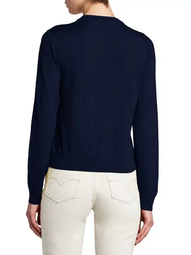 Versace Women's La Vacanza Classic Wool Cardigan - Navy | Thumbnail 5 Versace Women's La Vacanza Classic Wool Cardigan - Navy | Thumbnail 5