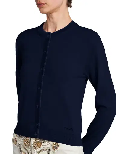 Versace Women's La Vacanza Classic Wool Cardigan - Navy | Thumbnail 6 Versace Women's La Vacanza Classic Wool Cardigan - Navy | Thumbnail 6