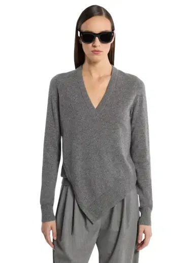 Michael Kors Collection Cashmere V-Neck Asymmetric Sweater | Thumbnail 1 Michael Kors Collection Cashmere V-Neck Asymmetric Sweater | Thumbnail 1