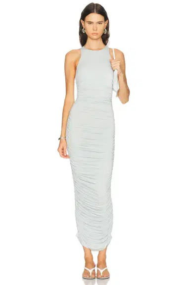 Skims Cupro Jersey Long Ruched Dress | Thumbnail 1 Skims Cupro Jersey Long Ruched Dress | Thumbnail 1