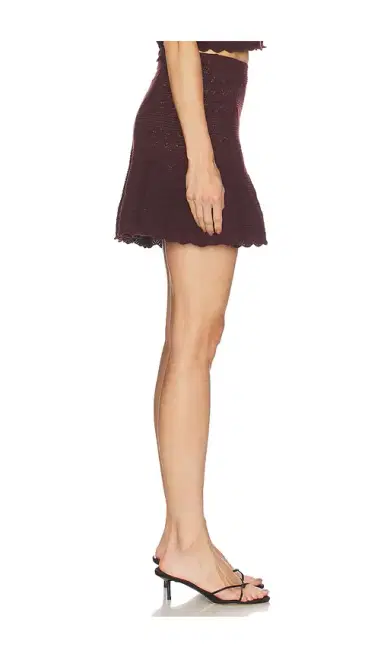self-portrait Brown Pointelle Knit Mini Skirt | Thumbnail 3 self-portrait Brown Pointelle Knit Mini Skirt | Thumbnail 3