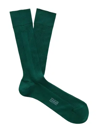Tom Ford Logo-Embroidered Ribbed Cotton Socks - Men | Thumbnail 1 Tom Ford Logo-Embroidered Ribbed Cotton Socks - Men | Thumbnail 1