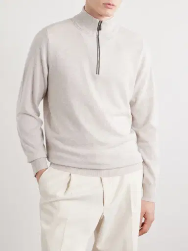 N.Peal Carnaby Organic Cashmere Half-Zip Sweater - Men | Thumbnail 3 N.Peal Carnaby Organic Cashmere Half-Zip Sweater - Men | Thumbnail 3