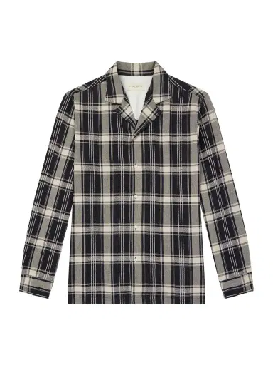 OFFICINE GÉNÉRALE Eren Camp-Collar Checked Cotton-Blend Shirt - Men | Thumbnail 1 OFFICINE GÉNÉRALE Eren Camp-Collar Checked Cotton-Blend Shirt - Men | Thumbnail 1