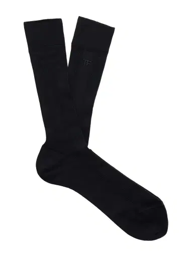 Tom Ford Logo-Embroidered Ribbed Cotton Socks - Men | Thumbnail 1 Tom Ford Logo-Embroidered Ribbed Cotton Socks - Men | Thumbnail 1