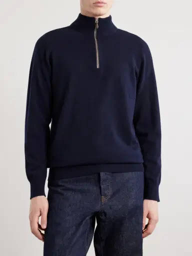 N.Peal Carnaby Organic Cashmere Half-Zip Sweater - Men | Thumbnail 3 N.Peal Carnaby Organic Cashmere Half-Zip Sweater - Men | Thumbnail 3