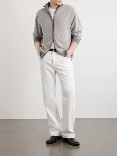 N.Peal Birdseye Textured Organic Cashmere Zip-Up Cardigan - Men | Thumbnail 2 N.Peal Birdseye Textured Organic Cashmere Zip-Up Cardigan - Men | Thumbnail 2