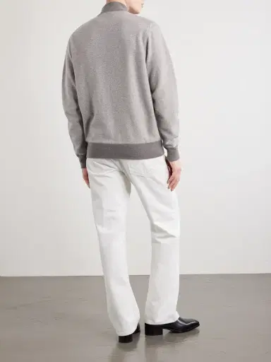 N.Peal Birdseye Textured Organic Cashmere Zip-Up Cardigan - Men | Thumbnail 4 N.Peal Birdseye Textured Organic Cashmere Zip-Up Cardigan - Men | Thumbnail 4