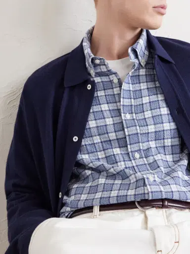 OFFICINE GÉNÉRALE Arsene Checked Cotton-Blend Shirt - Men | Thumbnail 5 OFFICINE GÉNÉRALE Arsene Checked Cotton-Blend Shirt - Men | Thumbnail 5