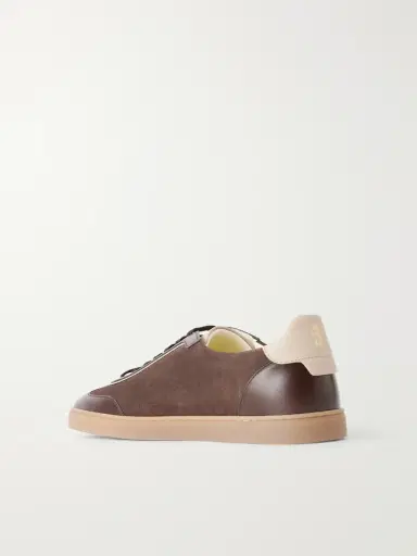 Brunello Cucinelli Coda Di Rondine Leather-Trimmed Waxed-Suede Sneakers - Men | Thumbnail 4 Brunello Cucinelli Coda Di Rondine Leather-Trimmed Waxed-Suede Sneakers - Men | Thumbnail 4