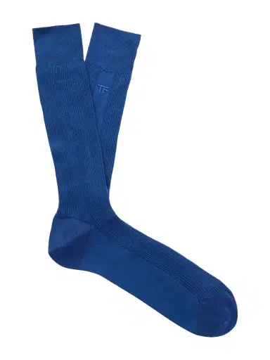 Tom Ford Logo-Embroidered Ribbed Cotton Socks - Men | Thumbnail 1 Tom Ford Logo-Embroidered Ribbed Cotton Socks - Men | Thumbnail 1