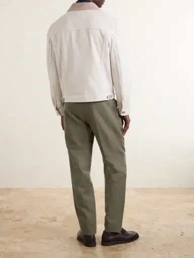Brunello Cucinelli Leather-Trimmed Denim Jacket - Men | Thumbnail 4 Brunello Cucinelli Leather-Trimmed Denim Jacket - Men | Thumbnail 4