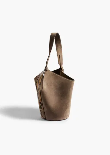 Khaite Mini Lotus Tote In Python-Embossed Taupe And Morning Dove | Thumbnail 2 Khaite Mini Lotus Tote In Python-Embossed Taupe And Morning Dove | Thumbnail 2