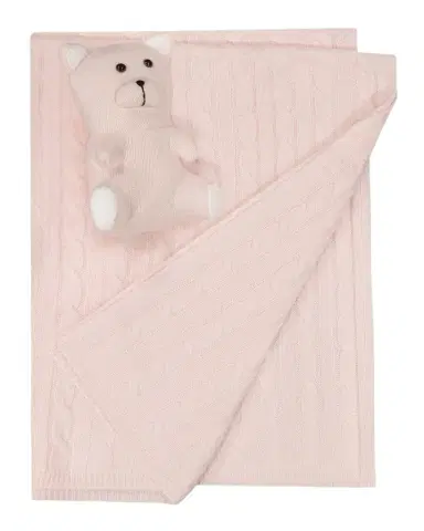 Sofia Cashmere Pure Cashmere Cable Baby Blanket and Teddy Bear Set | Thumbnail 1 Sofia Cashmere Pure Cashmere Cable Baby Blanket and Teddy Bear Set | Thumbnail 1