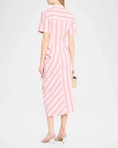 Rosie Assoulin Gathered Ruffle Striped Cotton Midi Shirtdress | Thumbnail 2 Rosie Assoulin Gathered Ruffle Striped Cotton Midi Shirtdress | Thumbnail 2