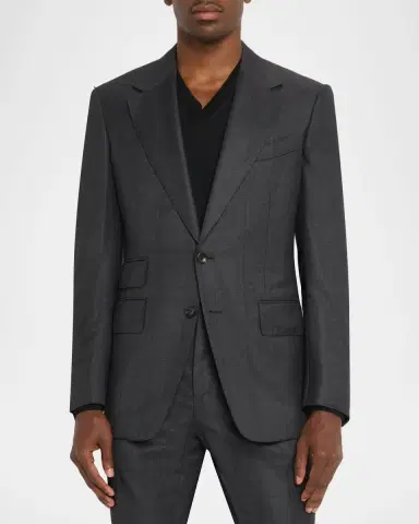 Tom Ford Men's Shelton Shadow Windowpane Single-Breasted Suit | Thumbnail 3 Tom Ford Men's Shelton Shadow Windowpane Single-Breasted Suit | Thumbnail 3