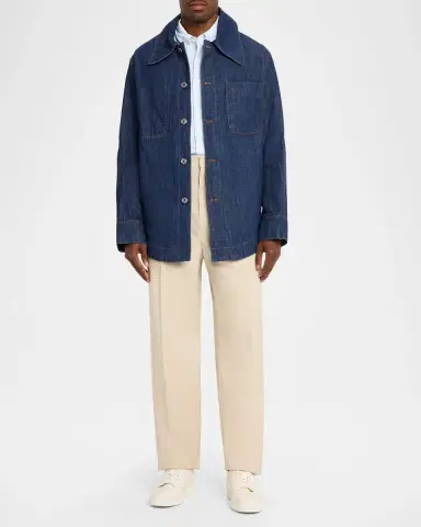 Ami Paris Men 's Embossed Ami De Coeur Denim Overshirt | Thumbnail 2 Ami Paris Men 's Embossed Ami De Coeur Denim Overshirt | Thumbnail 2