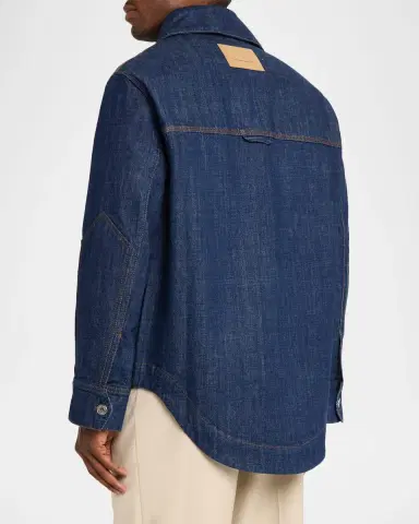 Ami Paris Men 's Embossed Ami De Coeur Denim Overshirt | Thumbnail 3 Ami Paris Men 's Embossed Ami De Coeur Denim Overshirt | Thumbnail 3
