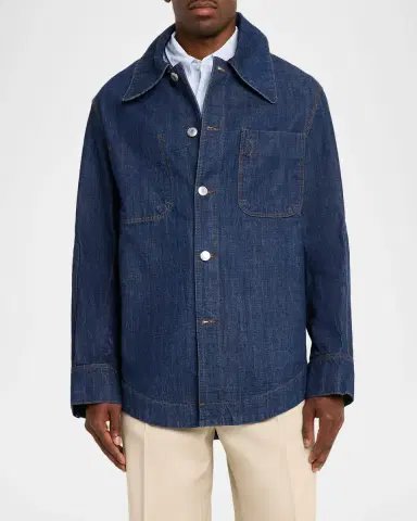 Ami Paris Men 's Embossed Ami De Coeur Denim Overshirt | Thumbnail 4 Ami Paris Men 's Embossed Ami De Coeur Denim Overshirt | Thumbnail 4