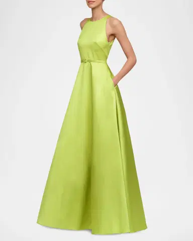 THEIA Minta Sleeveless Mikado Halter Gown | Thumbnail 3 THEIA Minta Sleeveless Mikado Halter Gown | Thumbnail 3