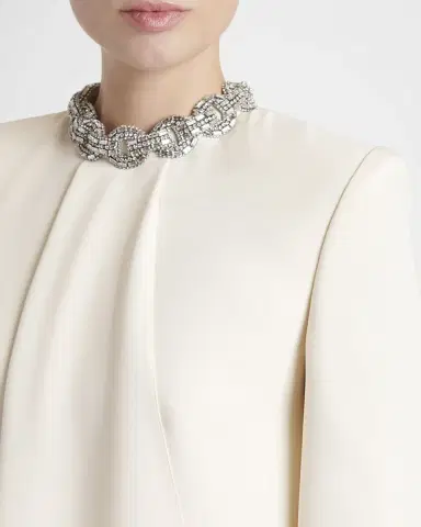 Valentino Garavani Embroidered Collar Draped Silk Mini Dress | Thumbnail 4 Valentino Garavani Embroidered Collar Draped Silk Mini Dress | Thumbnail 4