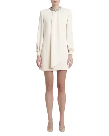 Valentino Garavani Embroidered Collar Draped Silk Mini Dress | Thumbnail 1 Valentino Garavani Embroidered Collar Draped Silk Mini Dress | Thumbnail 1
