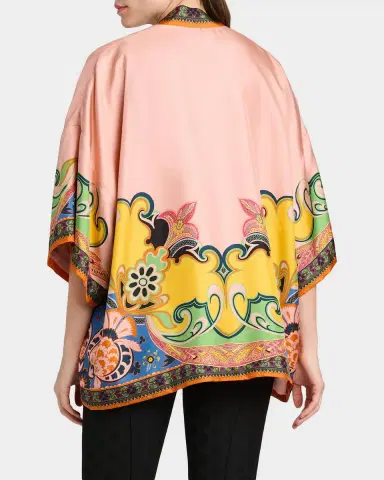 Etro Kesa Printed Silk Short-Sleeve Open Jacket | Thumbnail 2 Etro Kesa Printed Silk Short-Sleeve Open Jacket | Thumbnail 2