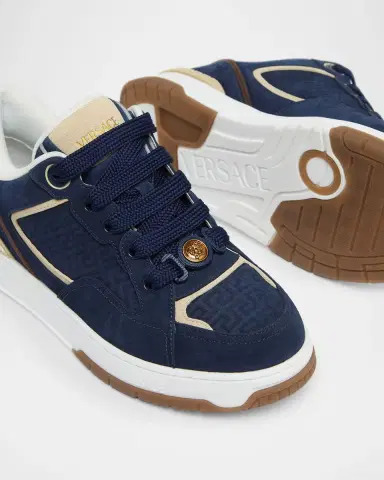 Versace Men's Suede La Geeca Mid-Top Sneakers | Thumbnail 4 Versace Men's Suede La Geeca Mid-Top Sneakers | Thumbnail 4