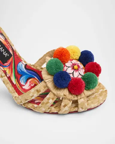 Dolce & Gabbana 85mm Carretto Embellished Raffia Slide Sandals | Thumbnail 4 Dolce & Gabbana 85mm Carretto Embellished Raffia Slide Sandals | Thumbnail 4