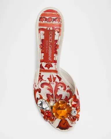 Dolce & Gabbana 85mm Maiolica Canvas Peep-Toe Slide Sandals | Thumbnail 5 Dolce & Gabbana 85mm Maiolica Canvas Peep-Toe Slide Sandals | Thumbnail 5