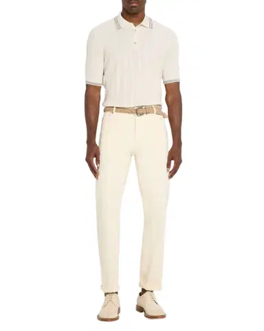 Brunello Cucinelli Men's Cotton Textured Rib Knit Polo Shirt | Thumbnail 1 Brunello Cucinelli Men's Cotton Textured Rib Knit Polo Shirt | Thumbnail 1