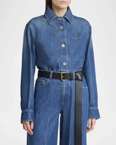 Givenchy Cropped Raw-Edge Cotton Denim Jacket | Thumbnail 3 Givenchy Cropped Raw-Edge Cotton Denim Jacket | Thumbnail 3