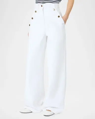 Max Mara High-Rise Cotton Twill Wide-Leg Sailor Pants | Thumbnail 3 Max Mara High-Rise Cotton Twill Wide-Leg Sailor Pants | Thumbnail 3